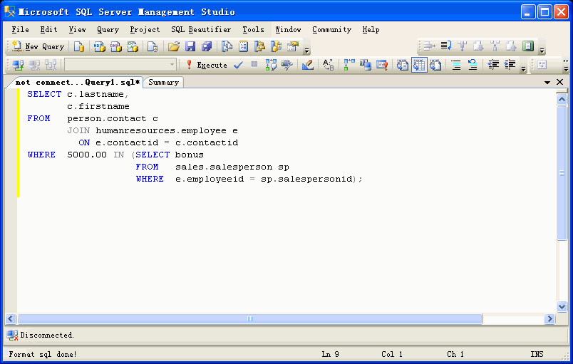 After SQL Beautifuer